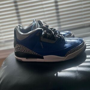 Blue and Black Sneakers with Patterned Accents